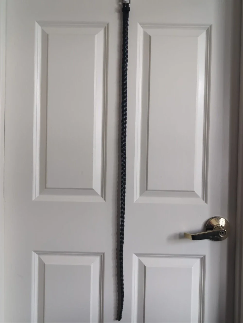Black real leather fully adjustable braided skinny belt with silver tone buckle